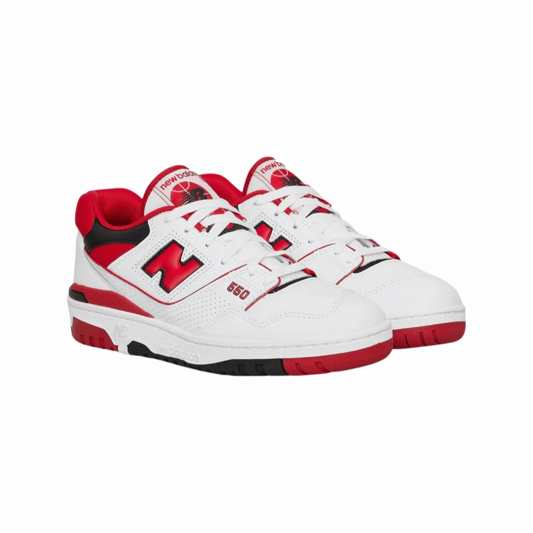 New Balance 550 White Red Iconic Court Sneakers