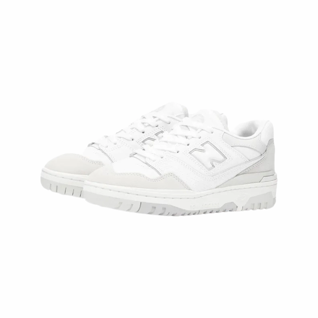 New Balance 550 White White Grey Iconic Court Sneakers