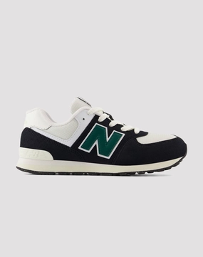 New Balance 574 Grade School Boys' "Black/Green" New Balance sneakers with cushioned midsoles