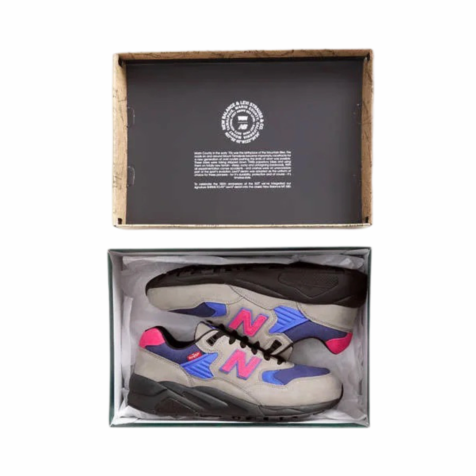 New Balance 580 x Levis Dark Grey Iconic Court Sneakers