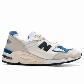 New Balance 990v2 Made in USA - White/Blue New Balance shoes for walking and running
