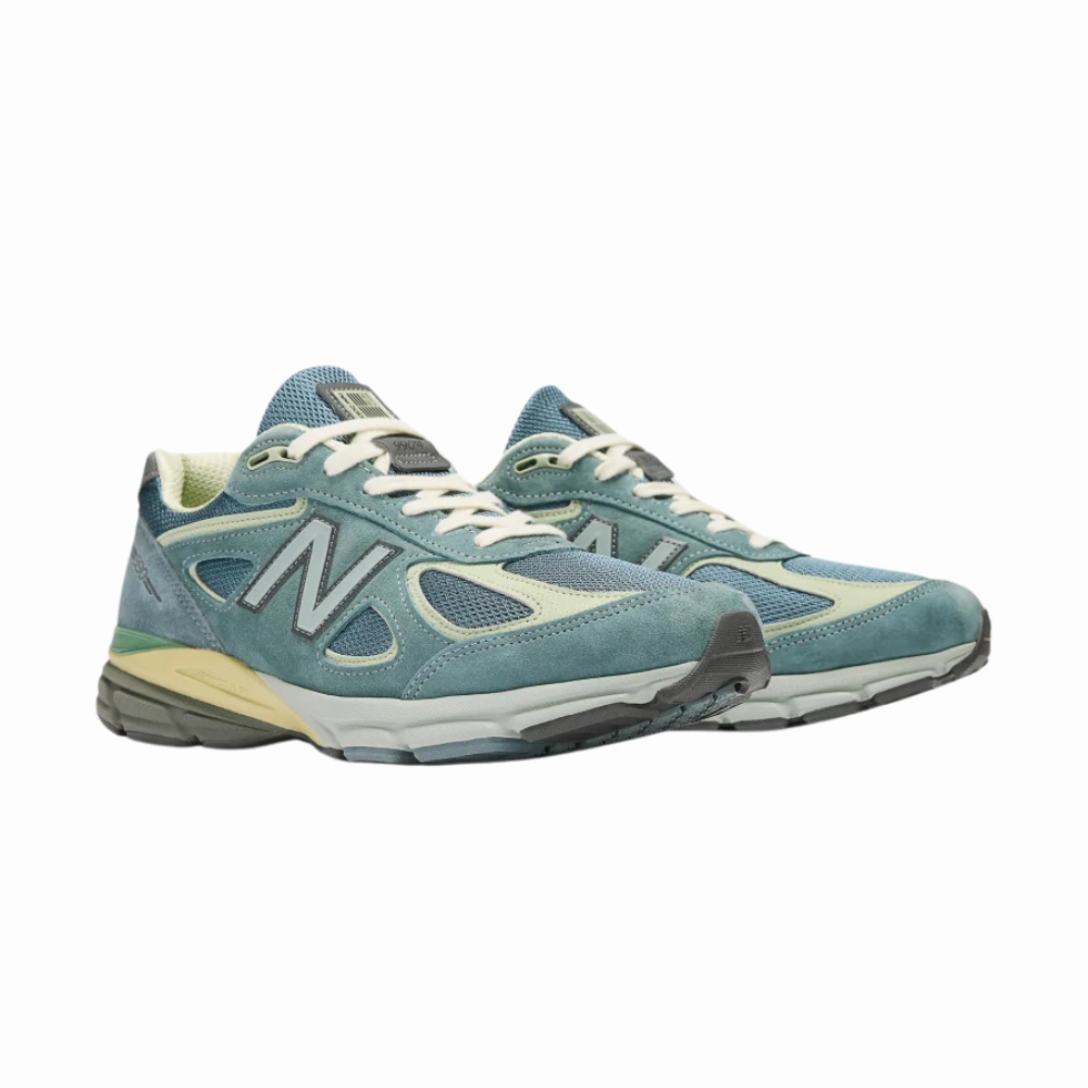 New Balance 990v4 MiUSA Auralee Blue White Cream Iconic Court Sneakers