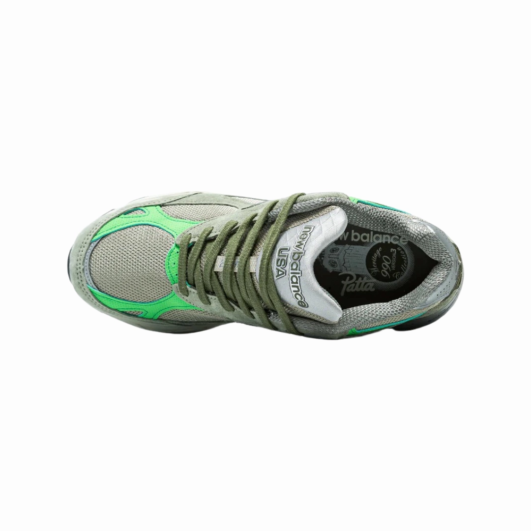 New Balance Patta x 990 v3 Olive Iconic Court Sneakers