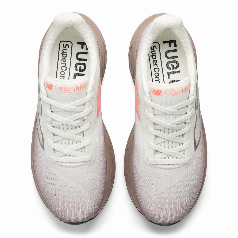 New Balance Women's 1080 v14 Running Shoes in Earth Shadow/Reflection/Urgent Red AW25 New Balance women's athletic footwear