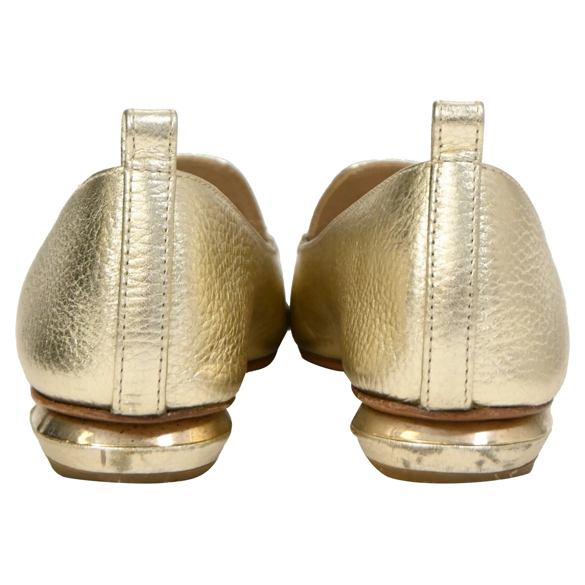Nicholas Kirkwood Pointed Ballet Flats in Gold Leather