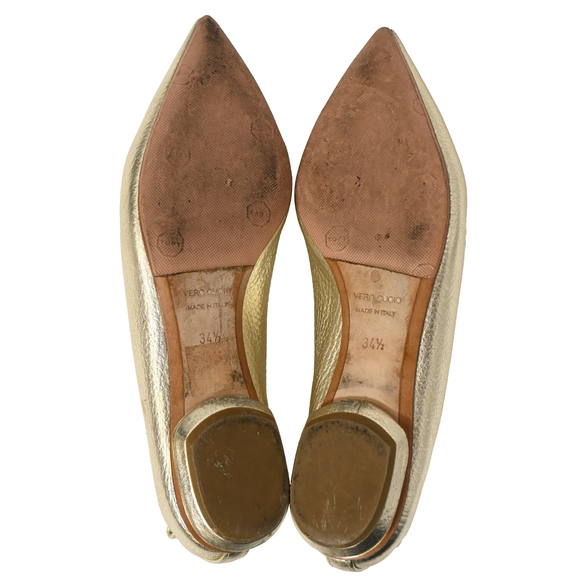 Nicholas Kirkwood Pointed Ballet Flats in Gold Leather