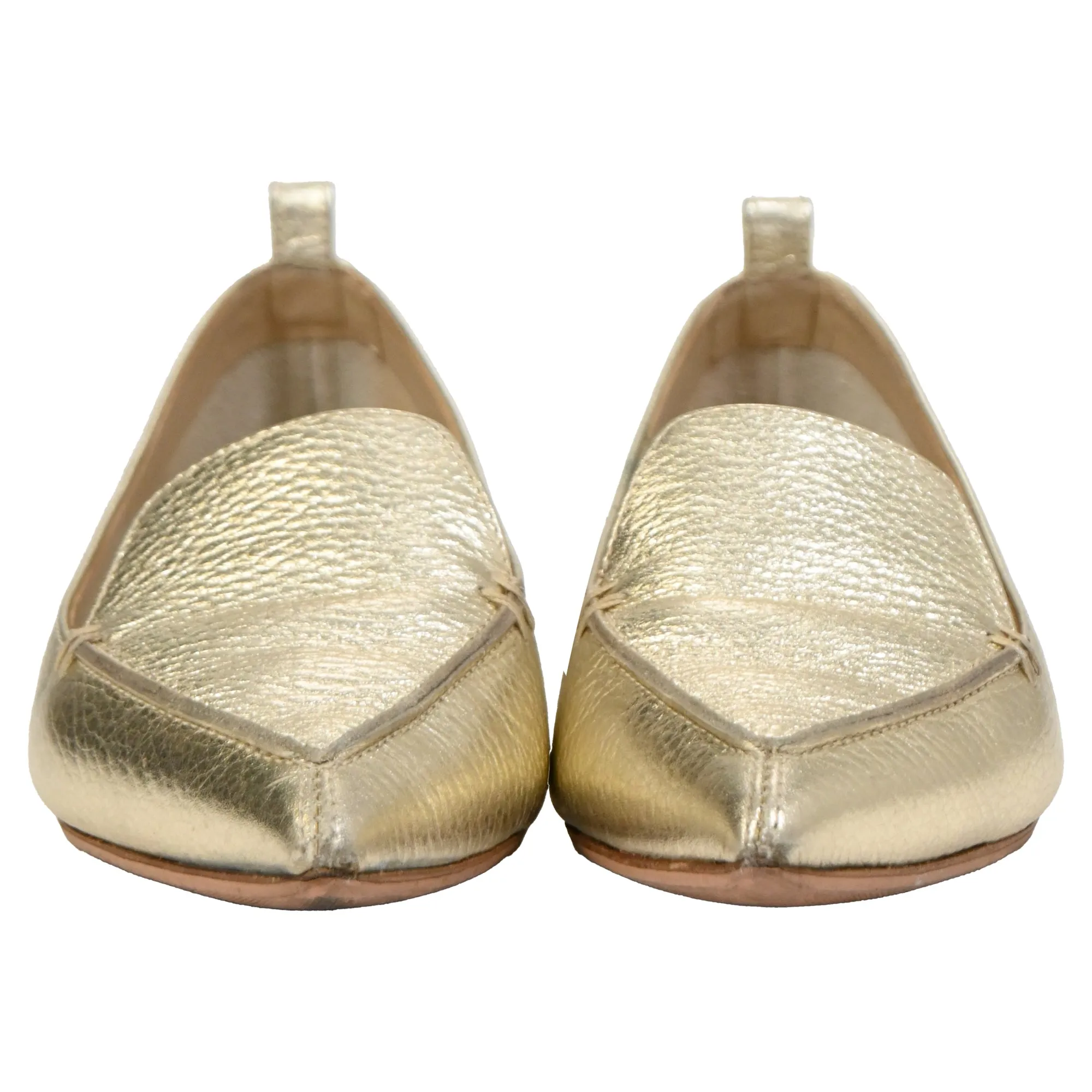Nicholas Kirkwood Pointed Ballet Flats in Gold Leather