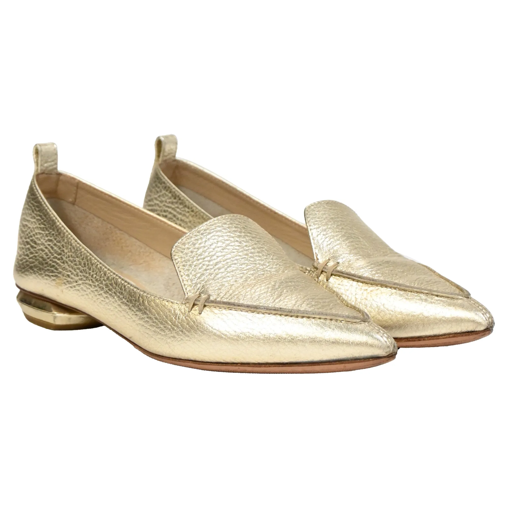Nicholas Kirkwood Pointed Ballet Flats in Gold Leather