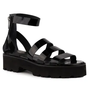 Nightlife Womens Zipper Patent Leather Ankle Strap