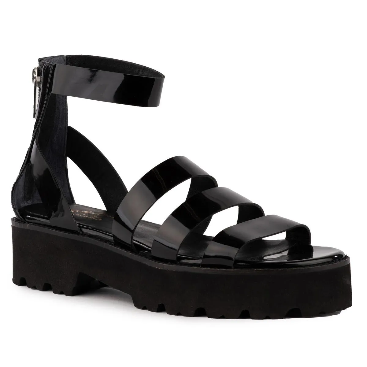 Nightlife Womens Zipper Patent Leather Ankle Strap
