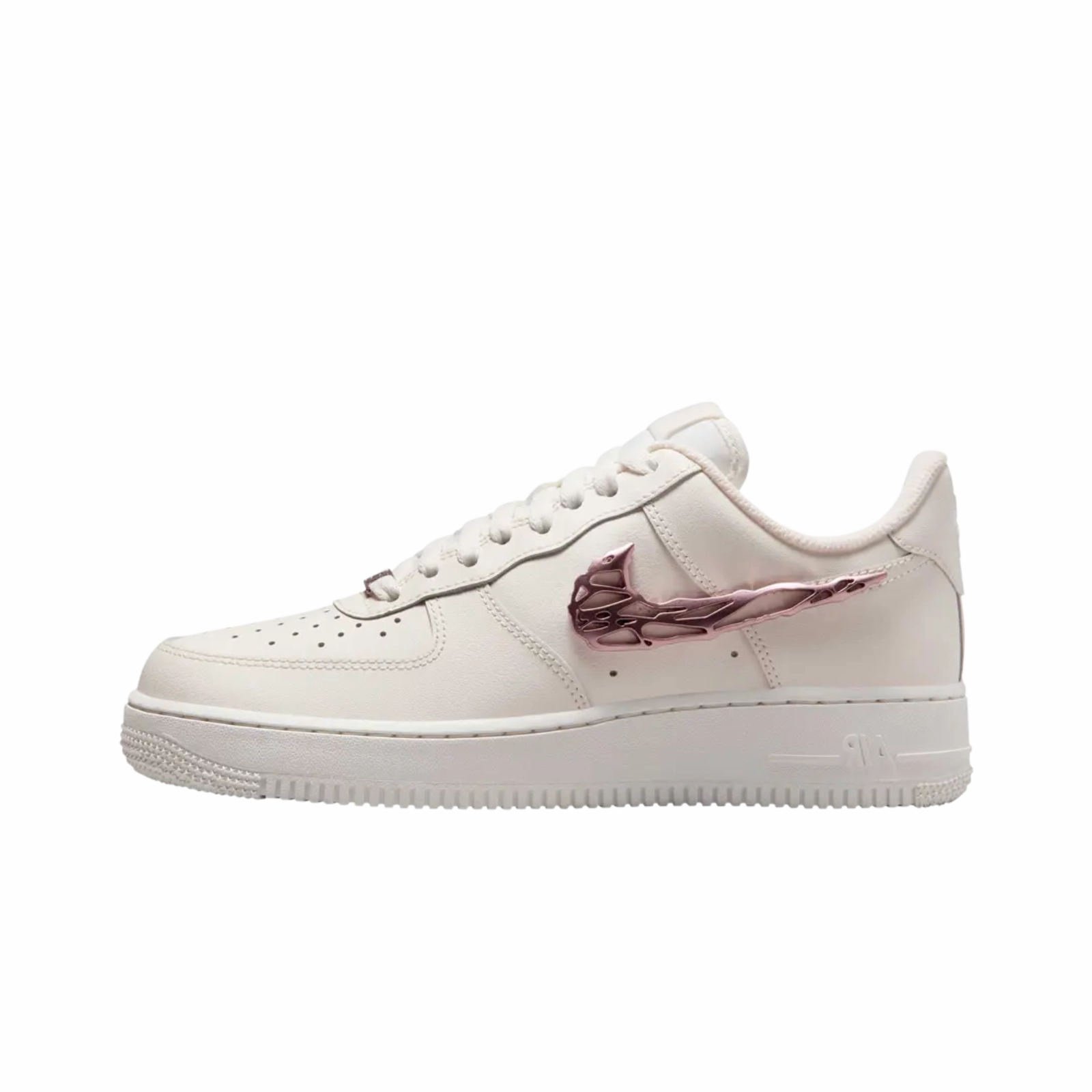 Nike Air Force 1 Low Liquid Metal Swoosh Metallic Rose Gold (Women's) Nike cushioned shoes for casual wear