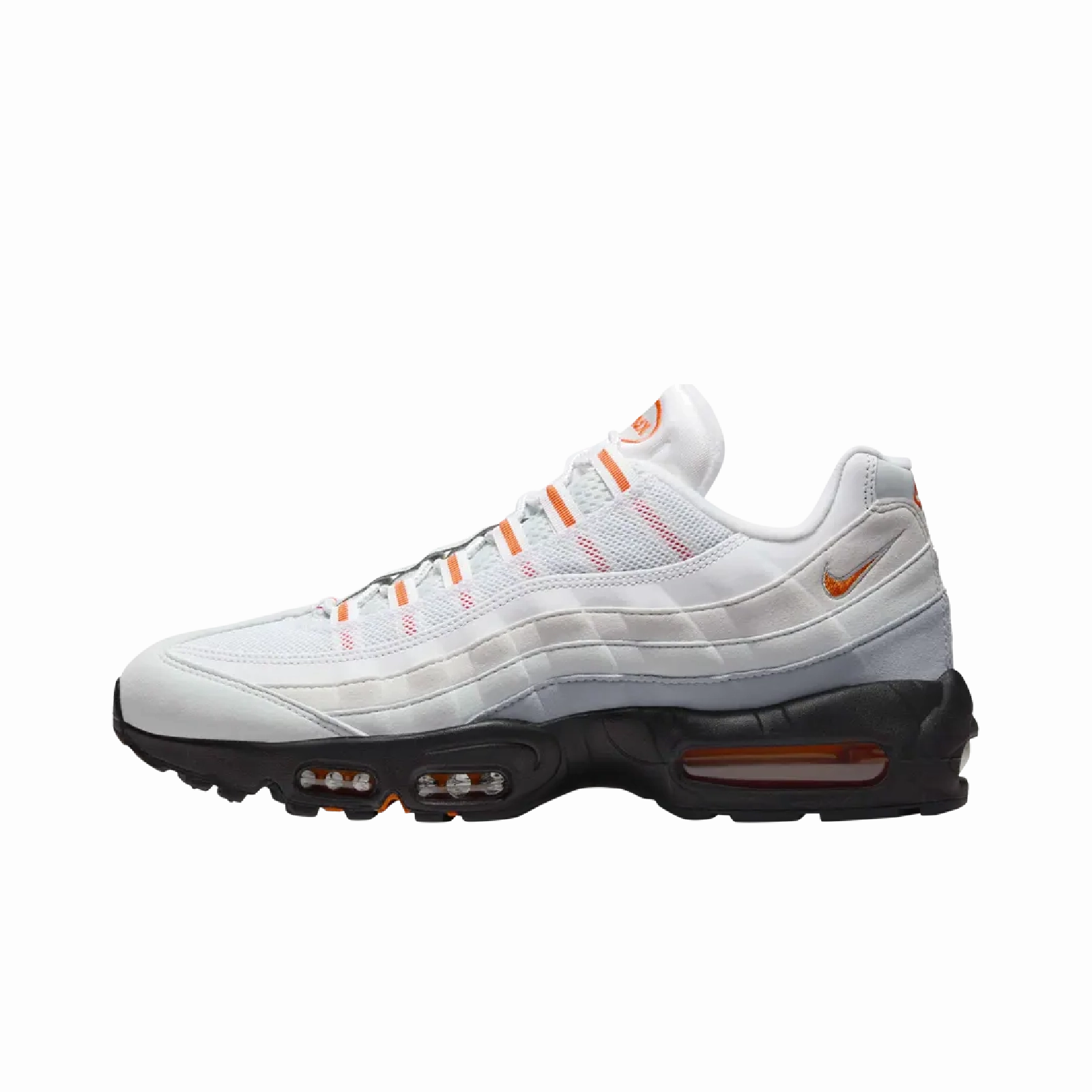 Nike Air Max 95 Wolf Grey Safety Orange Pure Platinum Nike cushioned shoes for casual wear