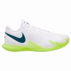 Nike Court Rafa Zoom Vapor Cage 4  Men Hard Court Tennis Shoes - White/Geode Teal-Volt Nike tennis footwear