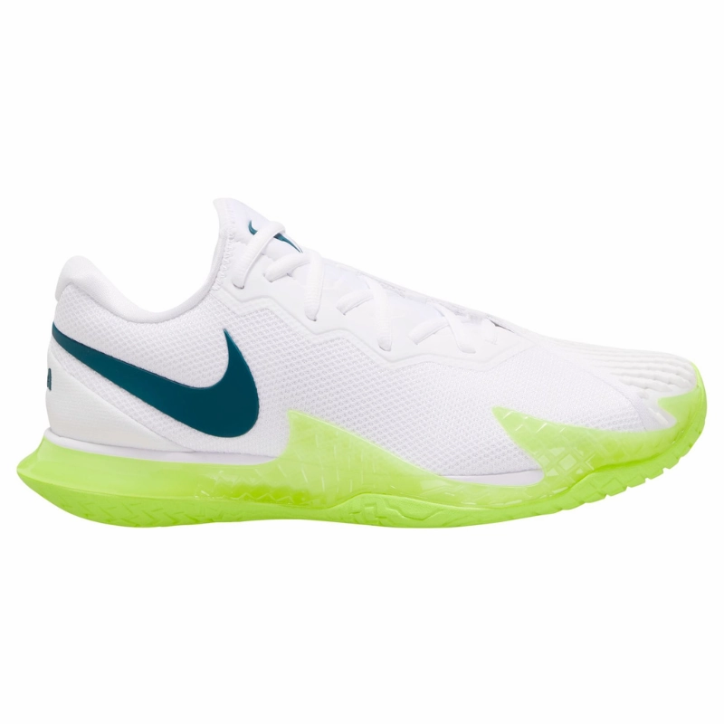 Nike Court Rafa Zoom Vapor Cage 4  Men Hard Court Tennis Shoes - White/Geode Teal-Volt Nike tennis footwear