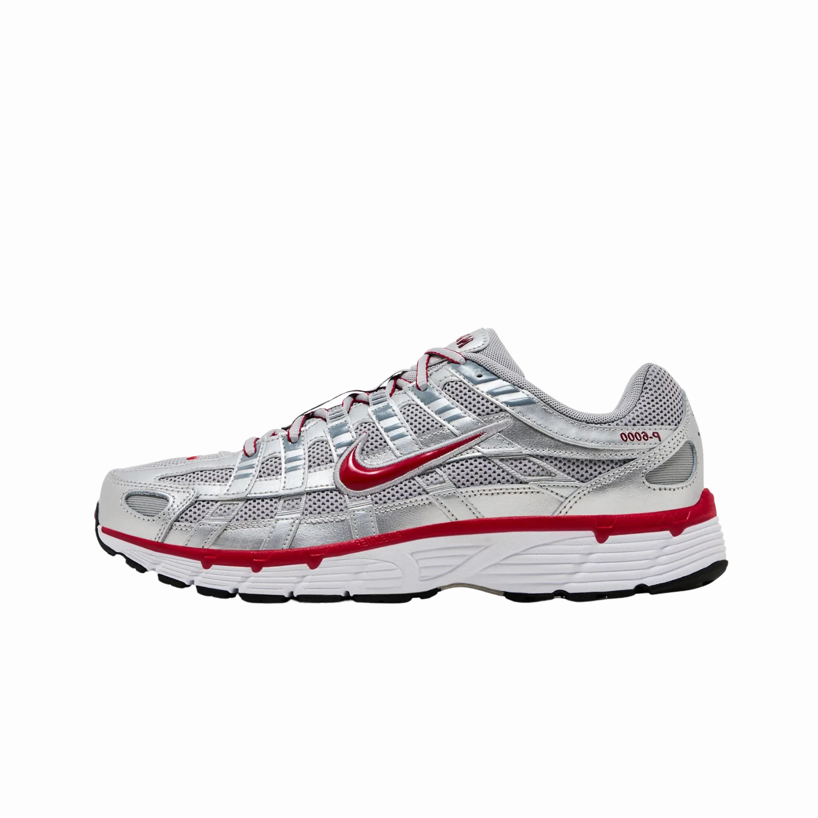 Nike P-6000 Metallic Silver Gym Red Nike cushioned shoes for casual wear