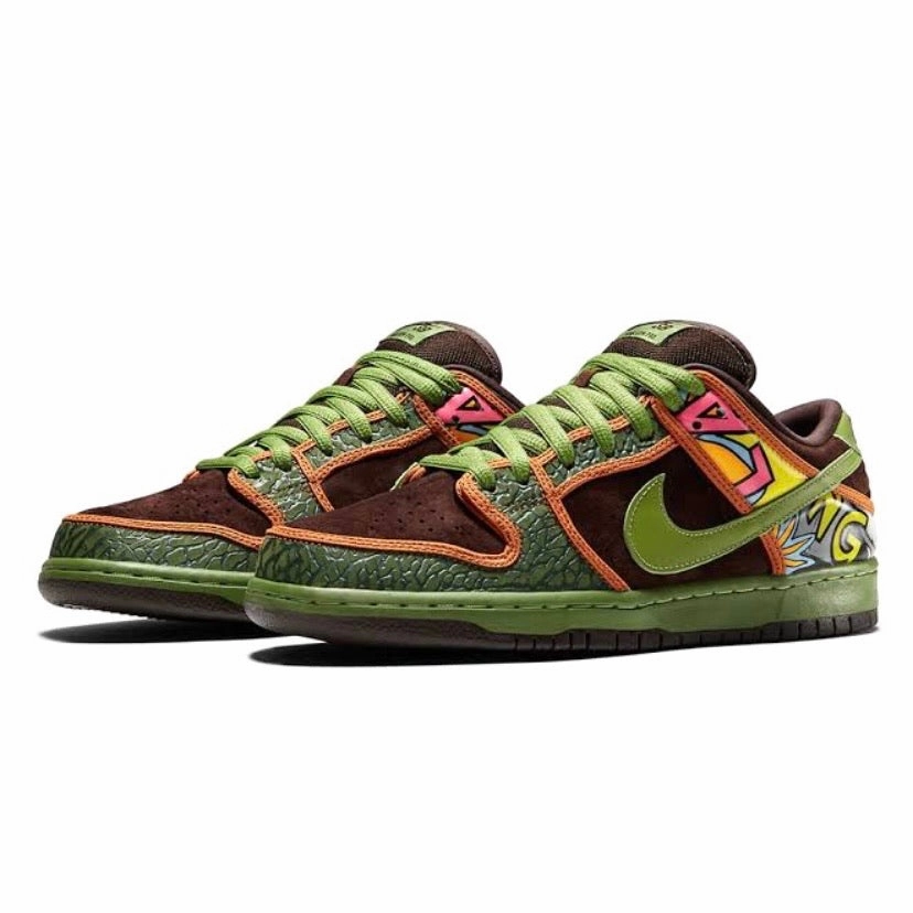 Nike SB Dunk Low Premium DLS SB QS De La Soul Safari Altitude Green Baroque Brown Street Shoes