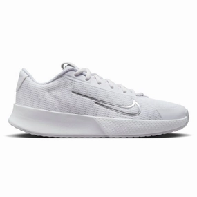 Nike Vapor Lite 2 HC Women Hard-Court Tennis Shoes - White/Metallic Silver-Pure Plantinum Nike tennis footwear