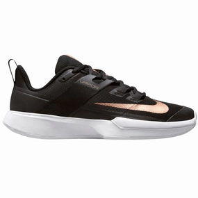 Nike Womens Court Vapor Lite Tennis Shoes - Black/Metallic Red Bronze-White Nike tennis footwear
