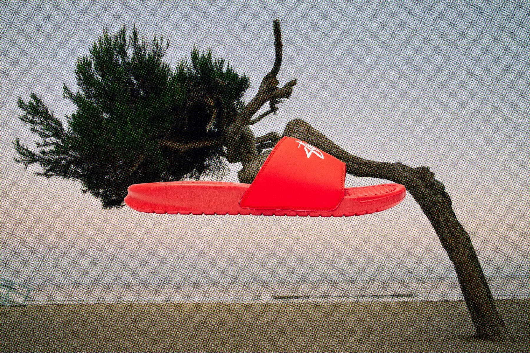 Nike x Stussy Benassi - Habanero Red Nike Foam Comfort Trainers