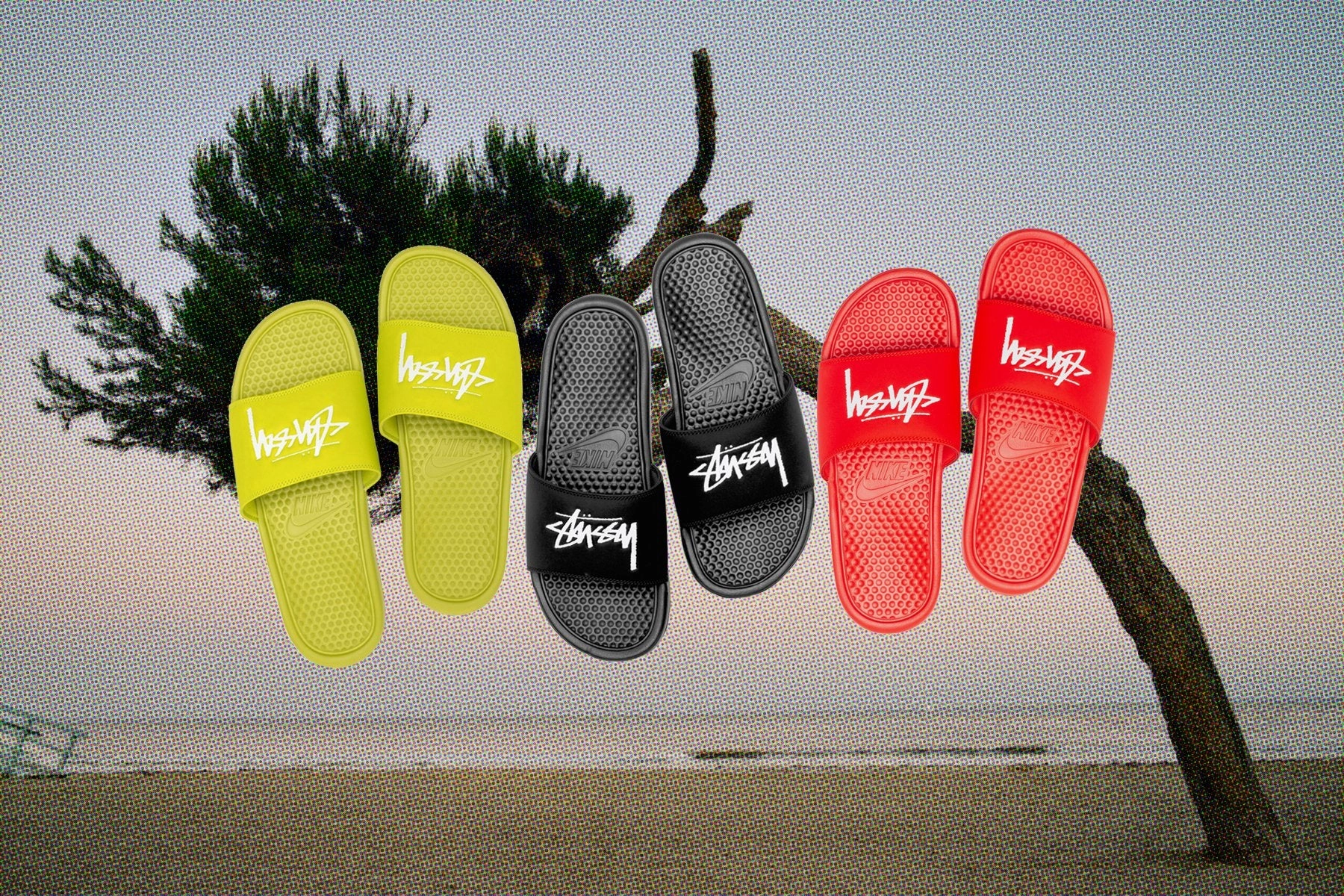 Nike x Stussy Benassi - Habanero Red Nike Foam Comfort Trainers