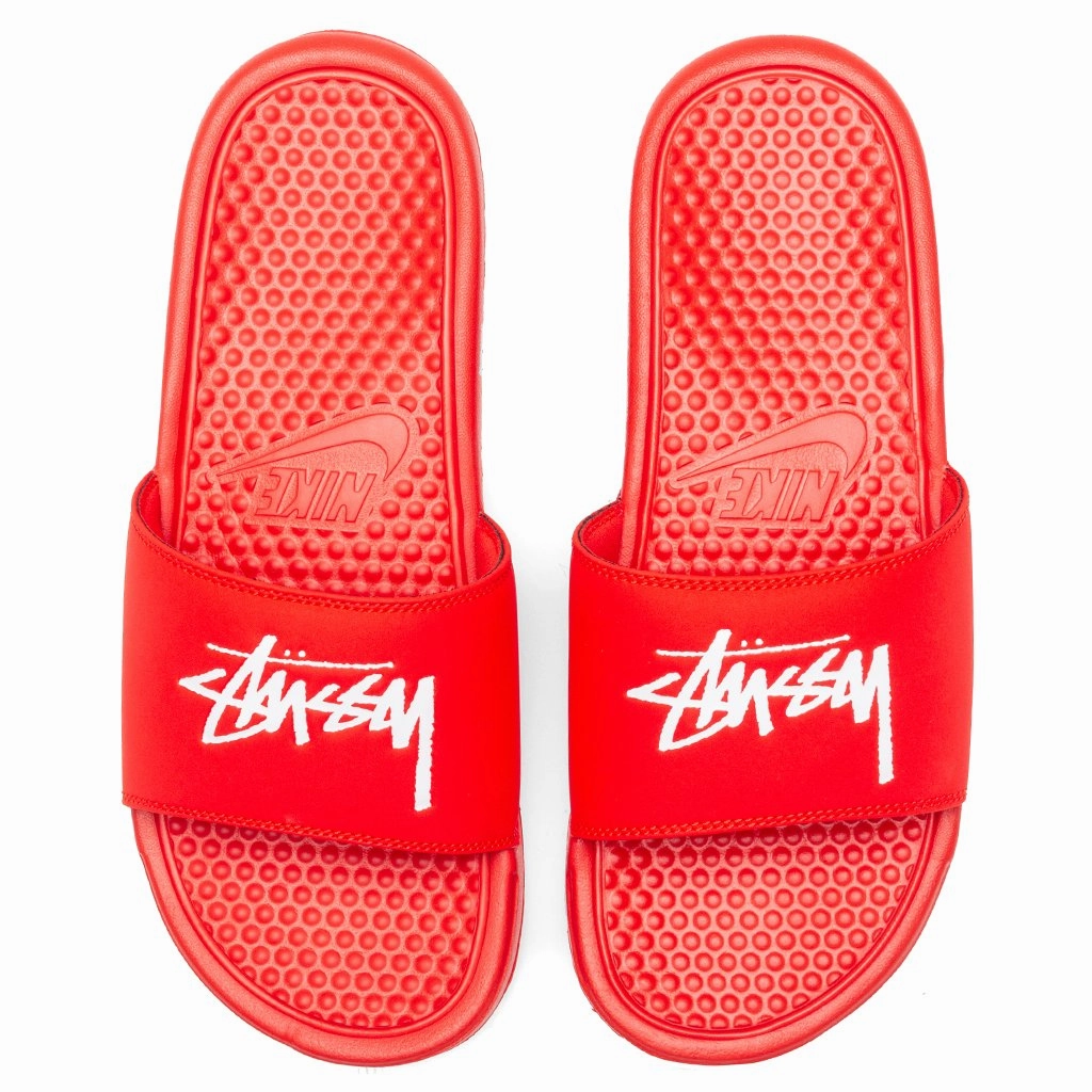 Nike x Stussy Benassi - Habanero Red Nike Foam Comfort Trainers