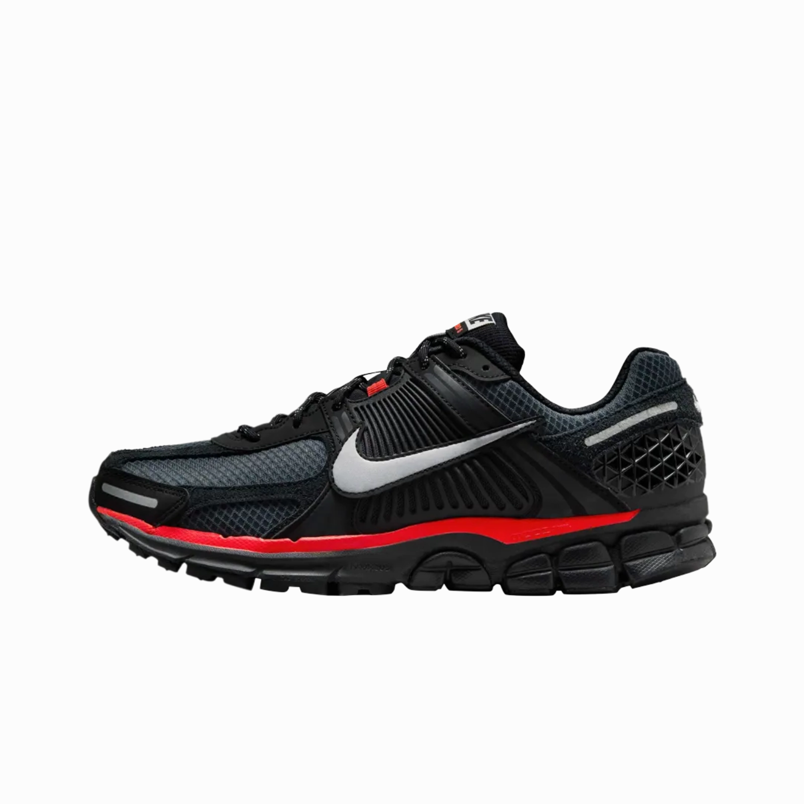 Nike Zoom Vomero 5 Black Metallic University Red Nike cushioned shoes for casual wear