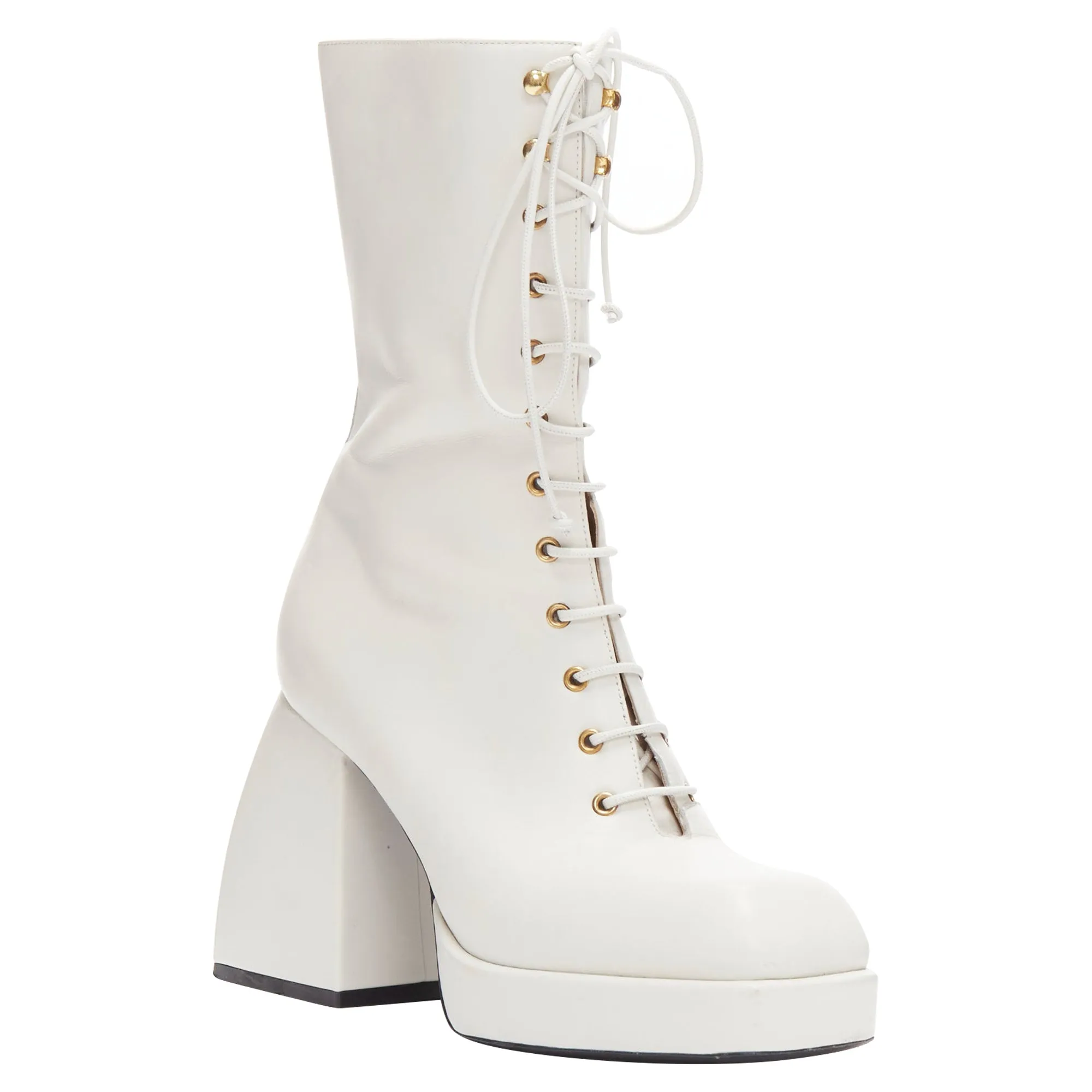 Nodaleto Bulla Candy leather chunky heels lace up boots