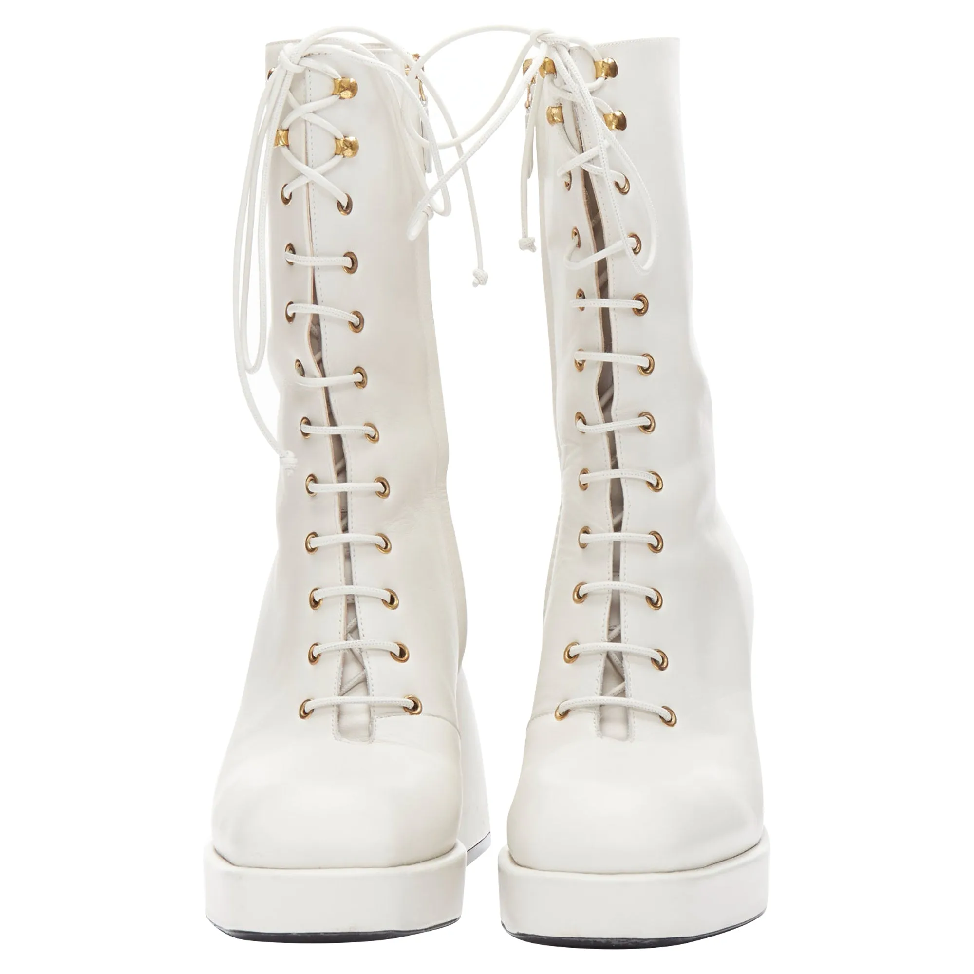 Nodaleto Bulla Candy leather chunky heels lace up boots
