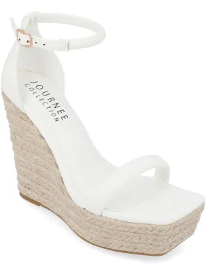 Olesia Womens Faux Leather Ankle Strap Platform Sandals