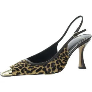Olivia 85 Womens Animal Print Calf Hair Slingback Heels