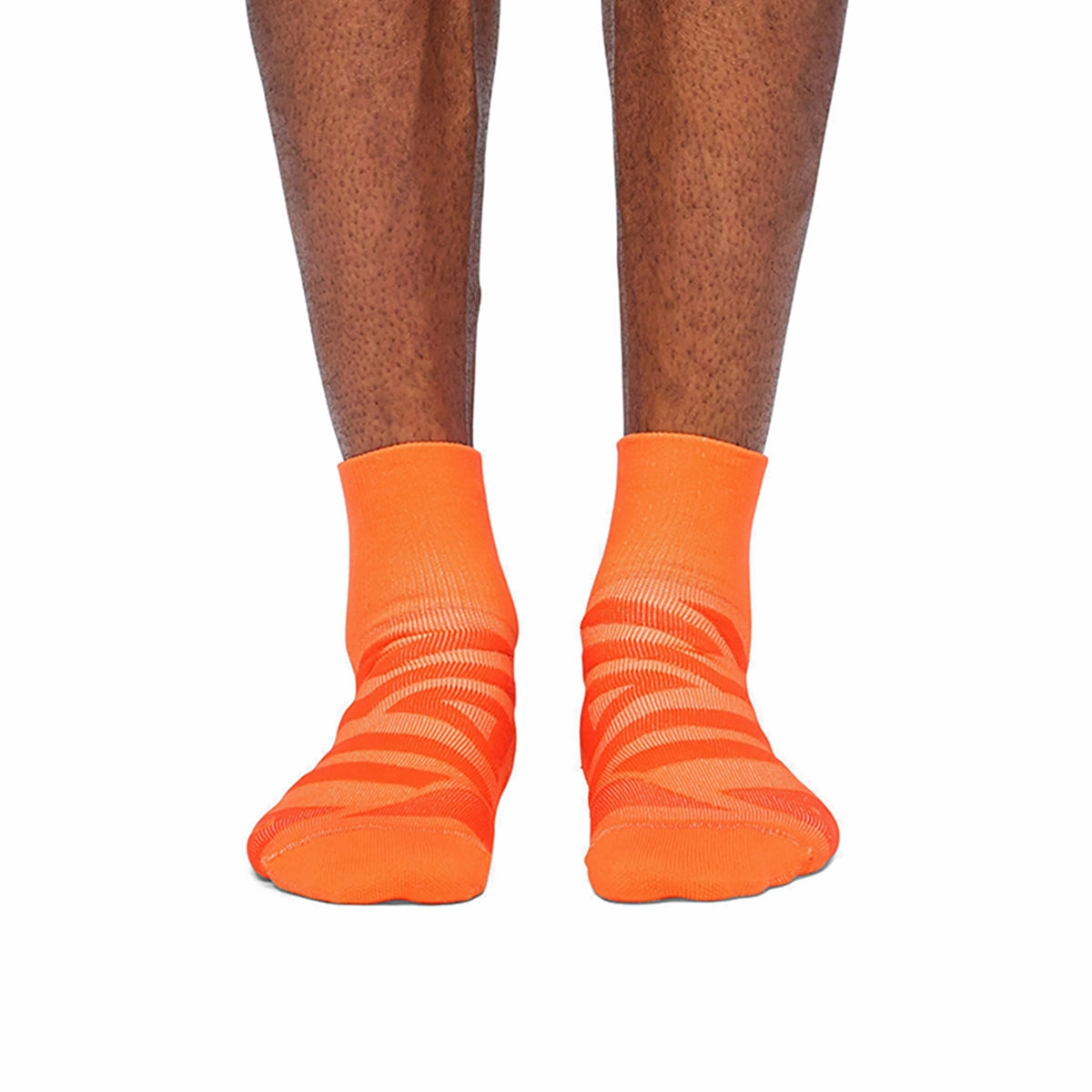 ON Performance Mid Sock Flame Spice On running shoe close-ups