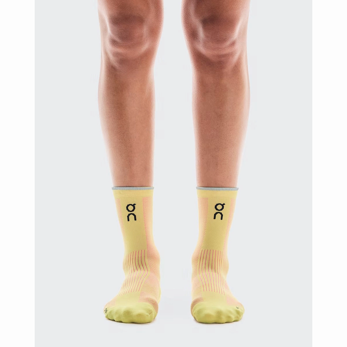 ON Unisex Elite Run Sock High Limelight Pink On running shoe close-ups