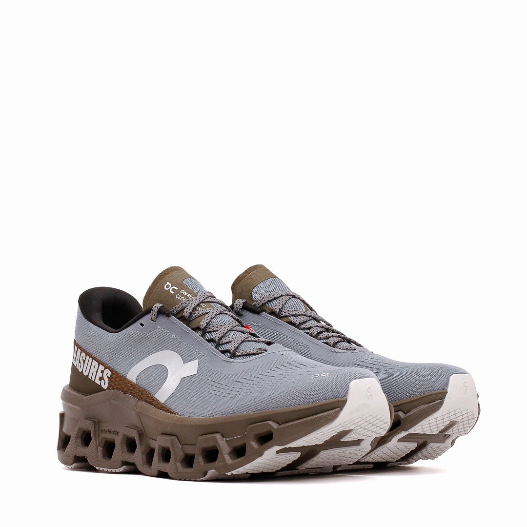 ON x Pleasures x The Loop Men Cloudmonster 2 PLS-TL Mist Olive 3MF10493192 On running shoe close-ups