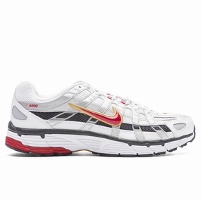 P-6000 - White/Varsity Red/ Metallic Platinum Nike lifestyle sneakers with retro vibe