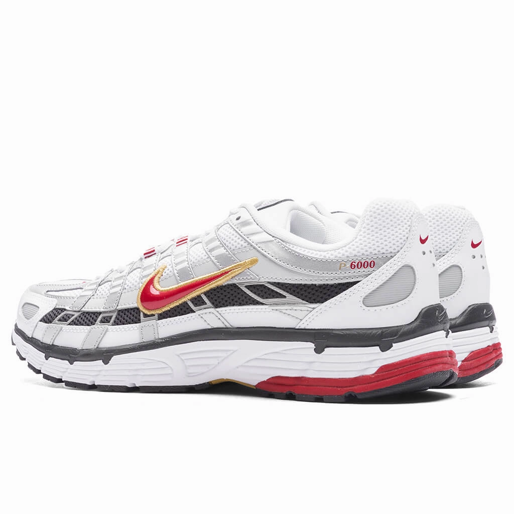 P-6000 - White/Varsity Red/ Metallic Platinum Nike Retro Lifestyle Shoes