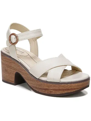 Peachy Womens Cushioned Footbed Ankle Strap Heels