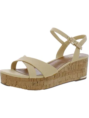 Pelma Womens Faux Leather Ankle Strap Platform Sandals