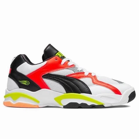 Performer Retro - White/Lave Blast/Yellow Alert Puma trainers with bold stripe logo