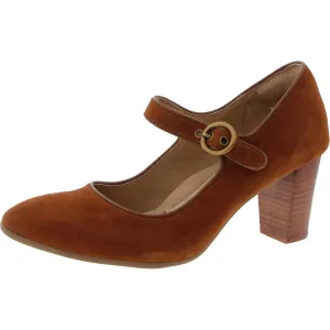 PETRA Womens Cushioned Footbed Suede Mary Jane Heels