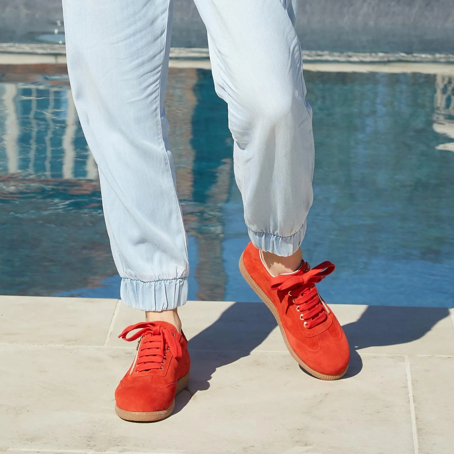 Pixie: Coral Red Suede