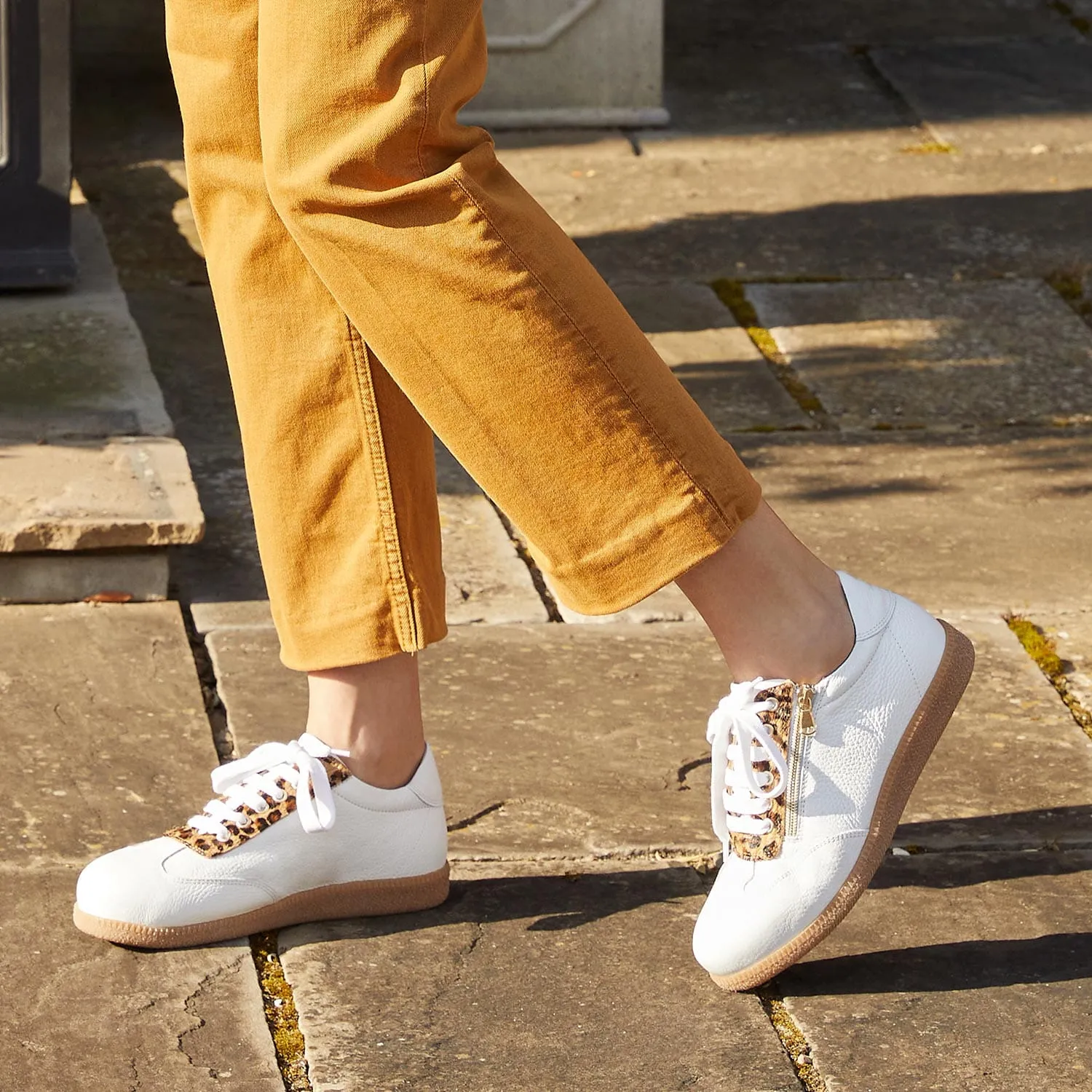 Pixie: White Leather & Luxe Leopard