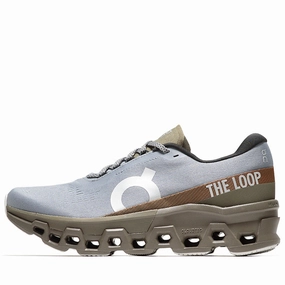 Pleasures x The Loop x On Cloudmonster 2 - Mist/Olive On performance shoes for runners and walkers