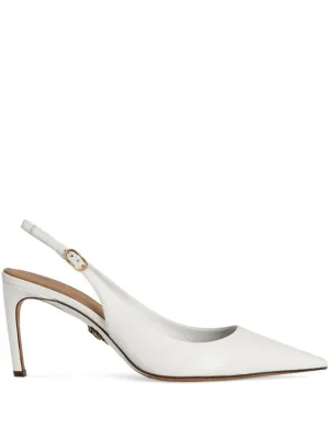 Pointed Toe Slingback Heels With Delicate Buckle Detail