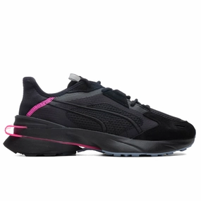 Powerframe OP-1 Cyber - Black/Aged Silver/ Pink Puma shoes with suede and modern shape