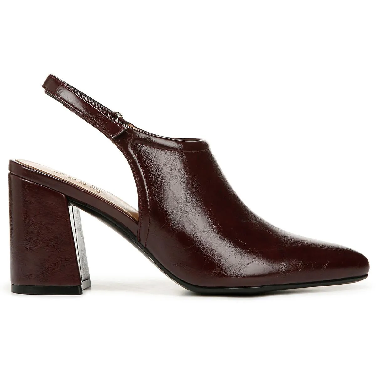 Prompt Womens Block Heel Faux Leather Slingback Heels