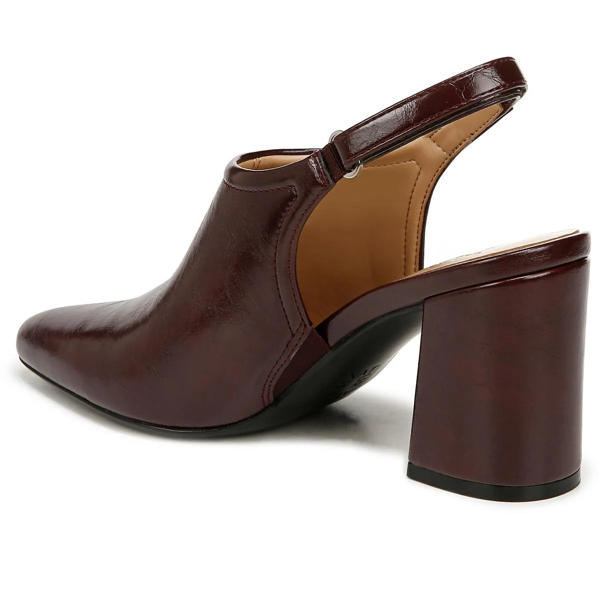 Prompt Womens Block Heel Faux Leather Slingback Heels