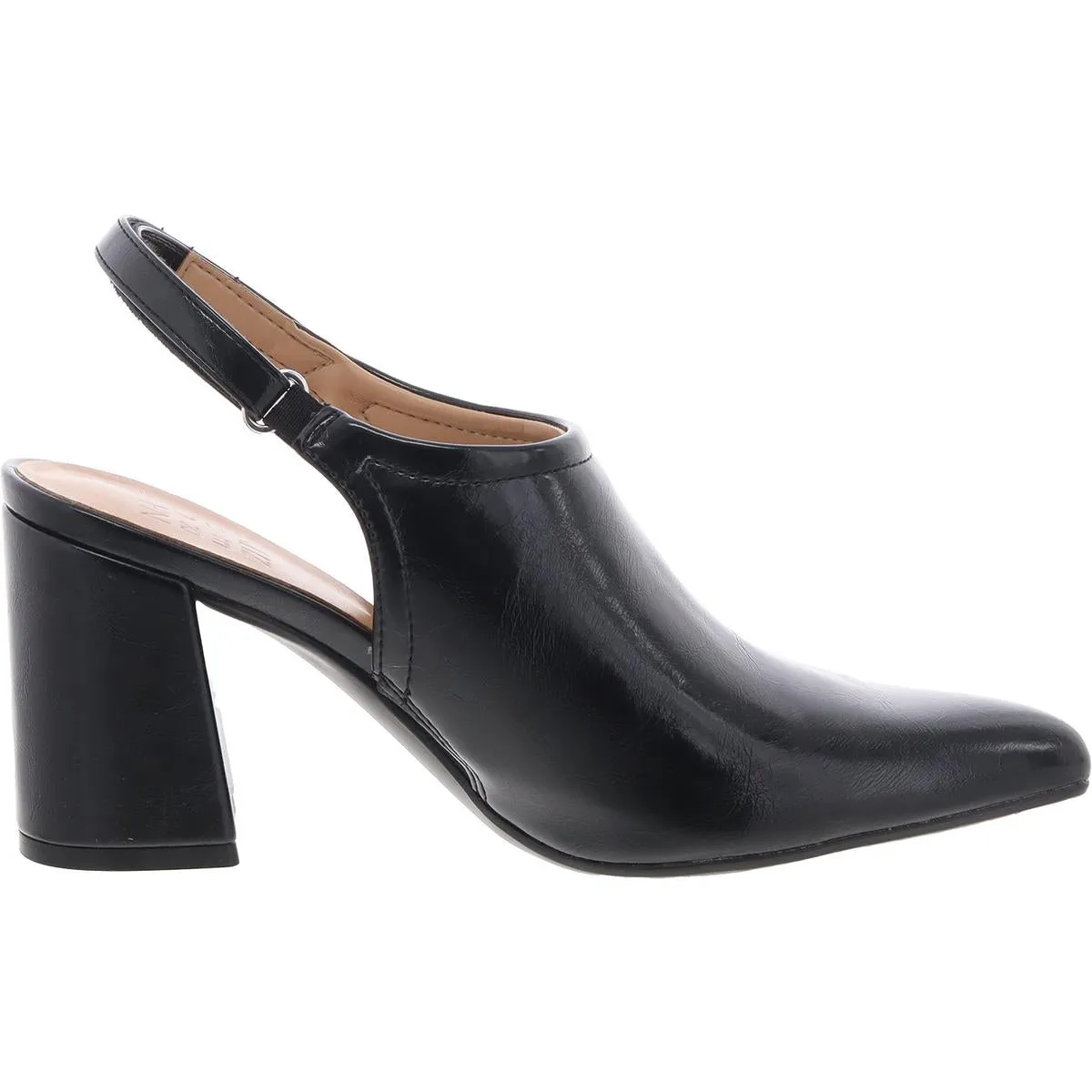 Prompt Womens Block Heel Faux Leather Slingback Heels