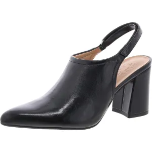 Prompt Womens Block Heel Faux Leather Slingback Heels