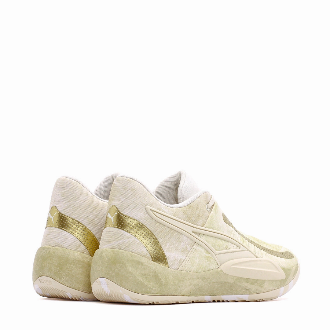 Puma Basketball Men Rise Nitro Nephrite Frosted Ivory Metallic Gold 378279-01 Puma casual footwear shots