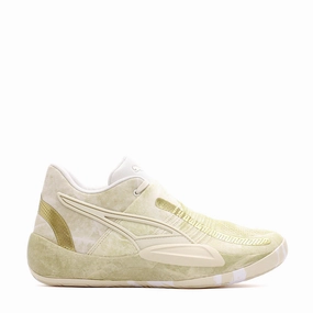Puma Basketball Men Rise Nitro Nephrite Frosted Ivory Metallic Gold 378279-01 Puma performance shoe models